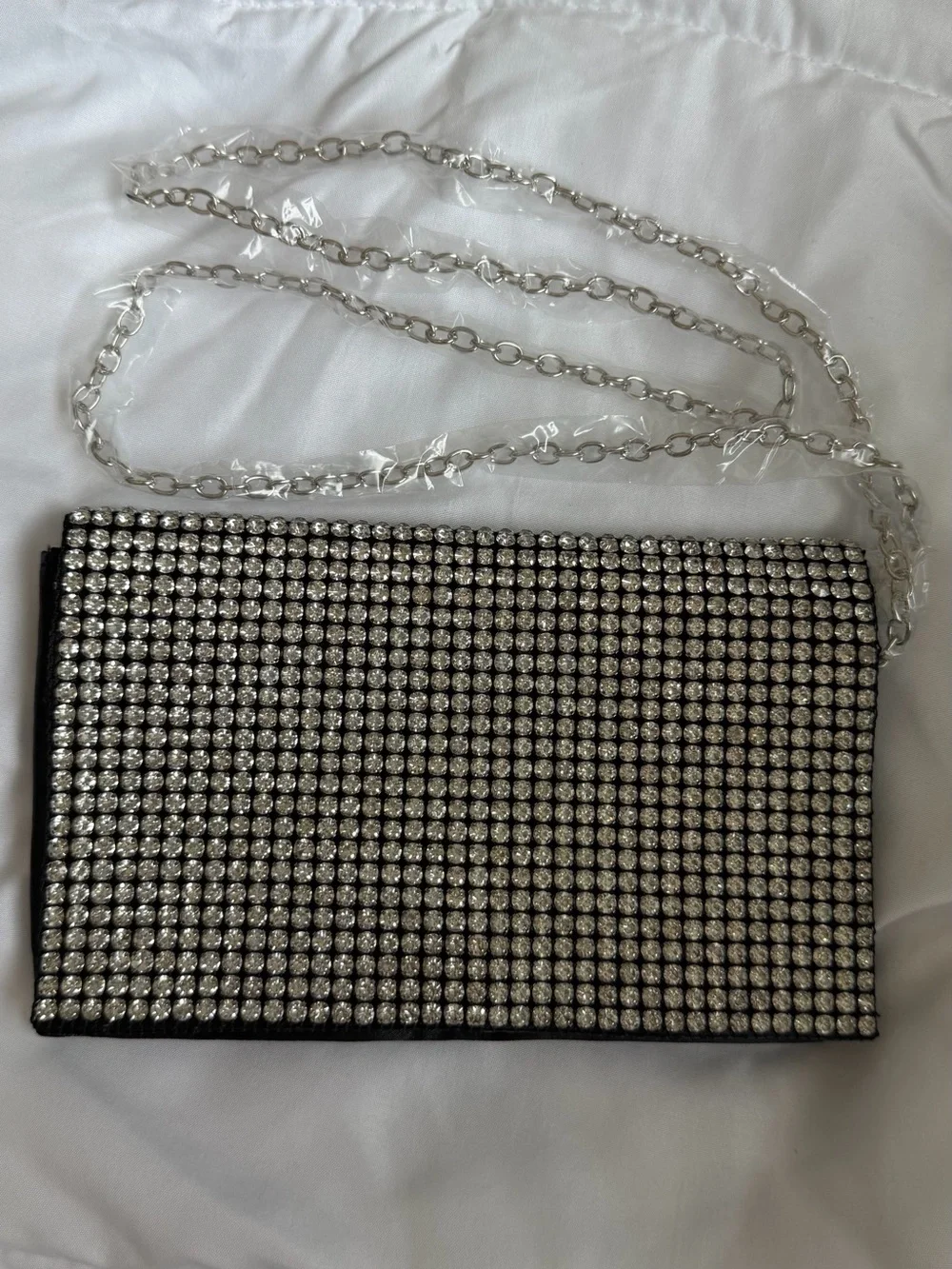 New in Bag Amber Sceats Stella Crystal Black Rhinestone Evening Clutch